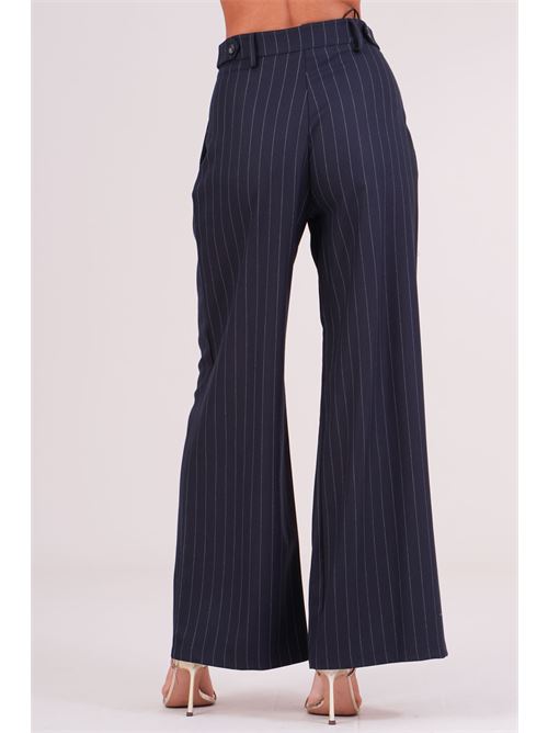 Pantalone palazzo gessato Another Label | SILVYEGESSATO NAVY